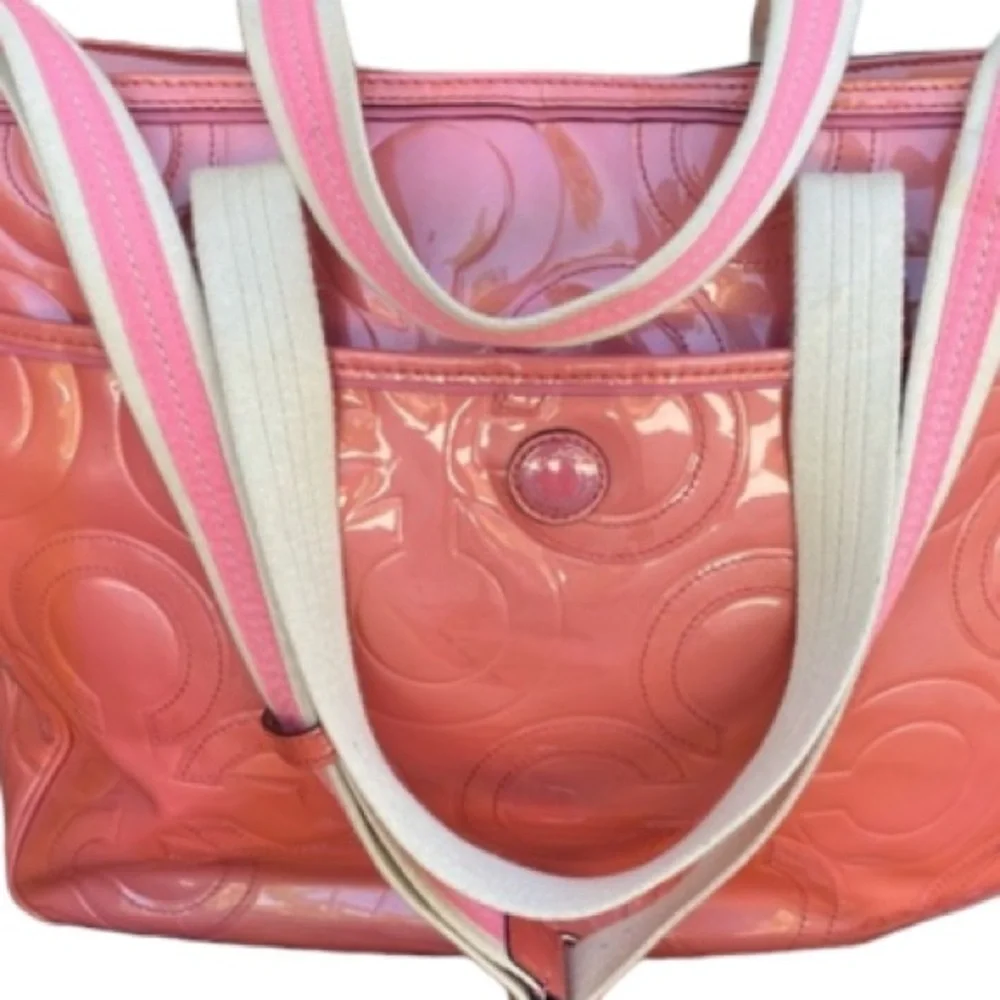 RARE COACH PATENT LEATHER DIAPER BABY BAG MULTIFUNCTION TOTE 16977 Ros